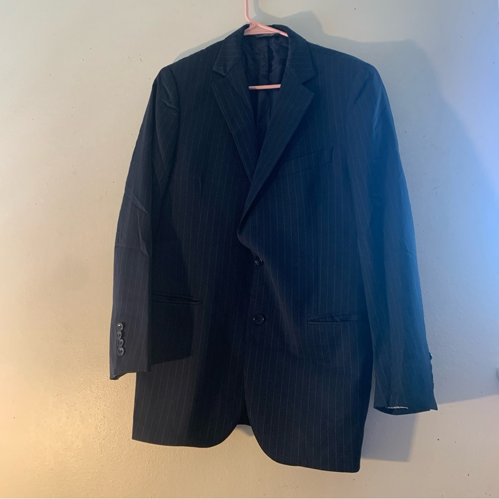 Vintage Brooks Brother Black Striped 100% Wool Blazer